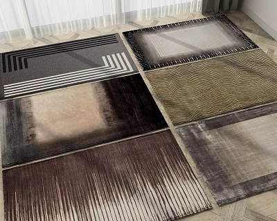 Square Rugs With Modern Geometric Patterns And Various Color Designs For Home Decor 3d model