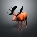 Realistic Brown Moose With Large Black Antlers Standing On Gradient Background