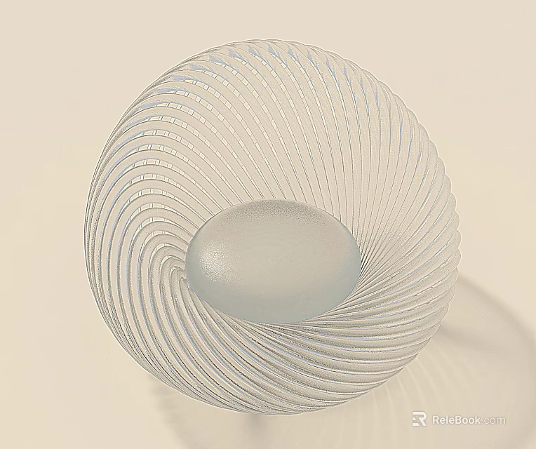 Elegant Transparent Glass Spiral Wall Decor With Frosted Center Detail 3d model 