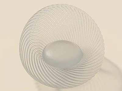 Elegant Transparent Glass Spiral Wall Decor With Frosted Center Detail 3d model