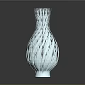 Modern Glass Sculpture Vase with Spiral Striped Blue and White Design