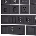 Assorted Electrical Switches And Sockets In White Black Beige With Functional Designs