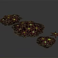 Red Starfish with Yellow Glowing Spots in Various Sizes on Dark Surface 3d model
