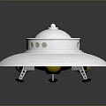 Silver Metallic Flying Saucer Model With Domed Top And Circular Base Structure 3d model