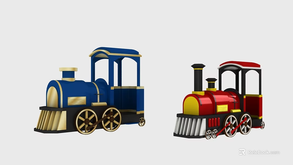 Electric Toy Trains Blue and Red Classic Design for Kids Play 3d model 
