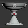Elegant Silver Bowl Shaped Household Item With Intricate Carving And Red Gemstone Base