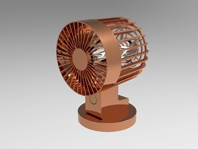 Copper Air Cooler Fan With Modern Metal Grille And Circular Base Design 3d model