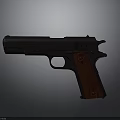 Vintage Classic Pistol With Black Body And Red Textured Grip Design