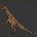 Monster Like Sculpture Carving With Horns Open Mouth Long Neck Claws And Orange Color