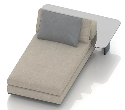 Modern Sofa Bed With Light Colored Mattress Gray Cushion And Side Table 3d model