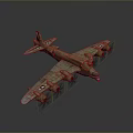 Vintage Military Bomber Model Aircraft With Green Paint Propellers And Wing Insignia