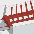 Red Support Beams With White Panels In Modern Architectural Structure Design 3d model