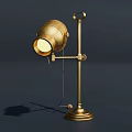 Vintage Brass Table Lamp With Adjustable Arm Round Base And Warm Light