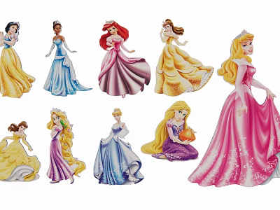 Colorful Disney Princess Character Hanging Decorations Set For Room Decor 3d model