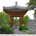 Chinese style park pavilion view pavilion 3d model