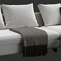 Gray L Shaped Sofa Interior With Plaid And Solid Color Pillows And Throw Blanket 3d model