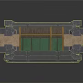 Architectural Entrance With Green Door Gray Masonry Structure And Decorative Top Panes
