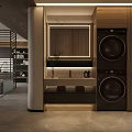 Modern Living Dining Room Interior Design With Black Cabinets Island Pendant Lights And Dining Table