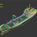 Modern Green and White Marine Transport Vessel with Deck Equipment and Storage Tanks
