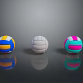 Colorful Volleyballs With Blue Yellow White Gray Pink And Green Patterns For Sports