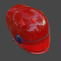 Red Racing Helmet With Clear Visor And Purple Accents Sleek Design