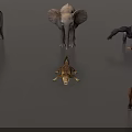 Reptile Crocodile Surrounded By Various Wild Animals Such As Elephants Gorillas