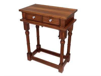 Solid Wood Dressing Table With Two Drawers And Carved Legs Design 3d model