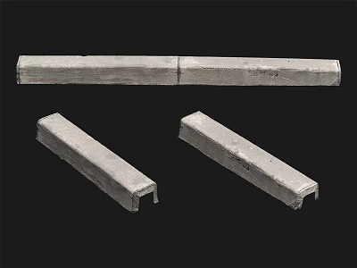 High Quality Concrete Road Divider Blocks With Reinforced Structure For Traffic Safety 3d model