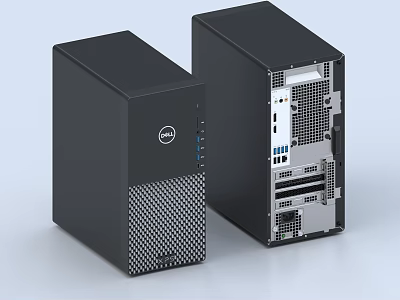 Dell Black Desktop Computer Tower With Front Ventilation And Internal Components View 3d model