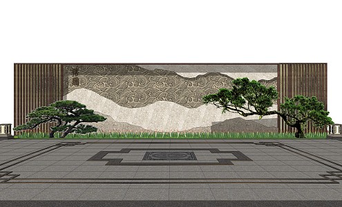 New Chinese style landscape wall 3d model