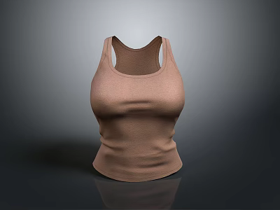 Brown Tank Top For Daily Wear With Soft Fabric And Slim Fit Design 3d model