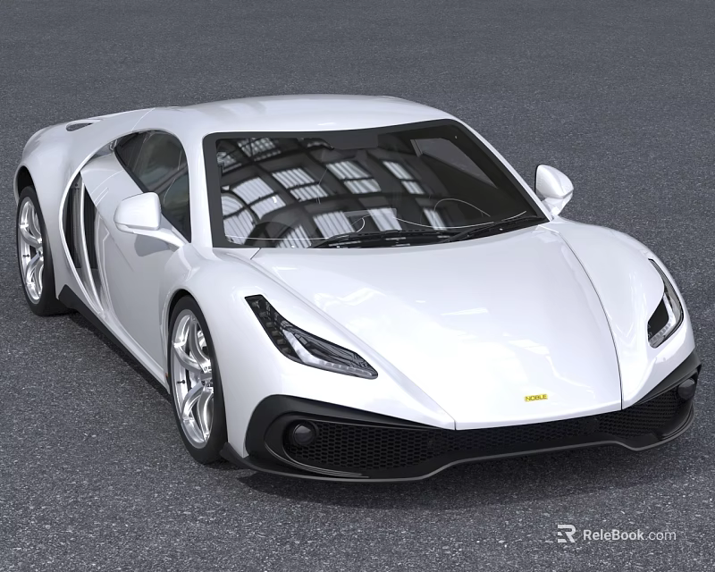 Sleek White Sports Car Aerodynamic Exterior On Pavement 3d model 