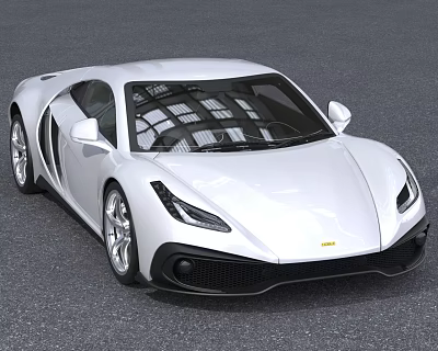 Sleek White Sports Car Aerodynamic Exterior On Pavement 3d model
