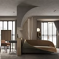 Modern Bedroom Interior Design With Unique Bed Wooden Walls And Green Wall Decor