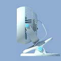 Modern White Air Cooling Fan With Circular Blades Stable Base And Power Cord
