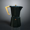 Elegant Black Moka Pot With Golden Handle For Home Daily Use