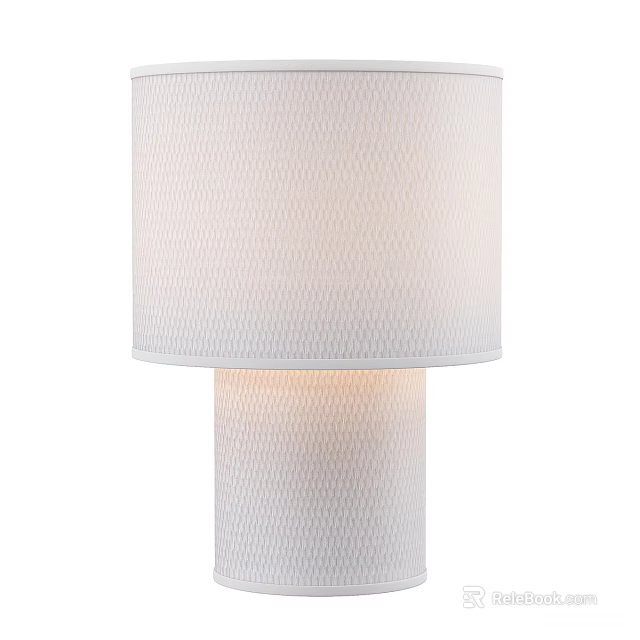 White Textured Fabric Table Lamp With Matching Cylindrical Base And Modern Minimalist Design 3d model 