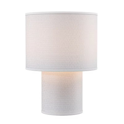 White Textured Fabric Table Lamp With Matching Cylindrical Base And Modern Minimalist Design 3d model