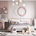Cozy Pastel Pink Kids Bedroom With Bed Toys And Decorations