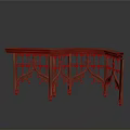 Vintage Wooden Console Table With Ornate Carved Legs And Curved Top