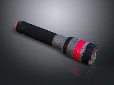 Portable Black Red Silver Flashlight With Ergonomic Grip And LED Lighting 3d model