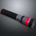 Portable Black Red Silver Flashlight With Ergonomic Grip And LED Lighting