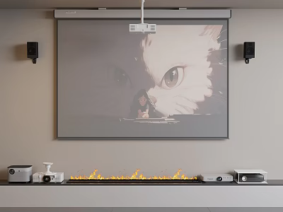 Indoor Projection Monitoring System With Large Screen And Camera Installation Setup 3d model