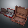 Vintage Open Suitcases in Red and Brown for Lifestyle Storage Items