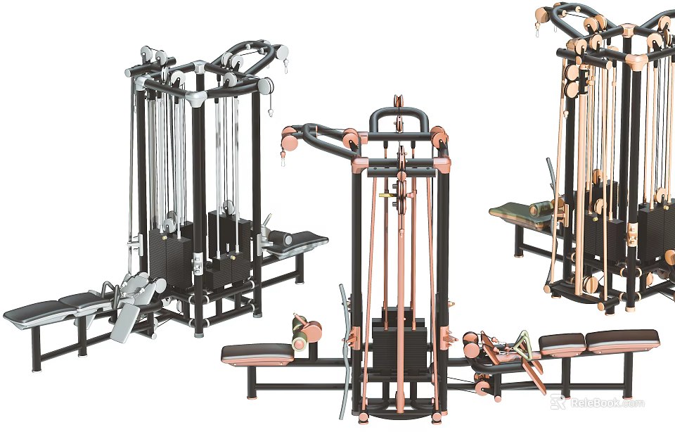 Multifunctional Gym Fitness Equipment With Training Machines And Workout Benches 3d model 