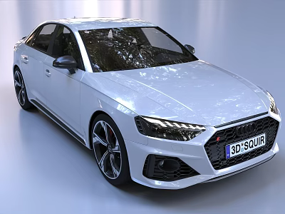 White Sporty Sedan Car With Sleek Exterior Design And 3D Squad Alloy Wheels 3d model