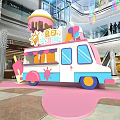 Summer Ice Cream Truck Decor With Melting Ice Cream Display In Mall