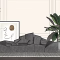 Modern shaped sofa coffee table combination 3d model