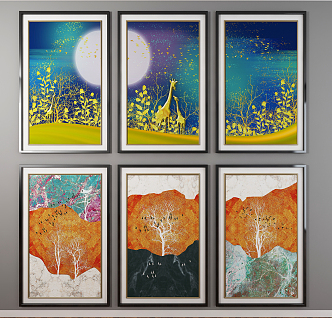 Modern abstract painting decorative hanging painting 3d model