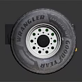Heavy Duty Tires with White Rims and Green Axle Beam in 3D Suspension Model